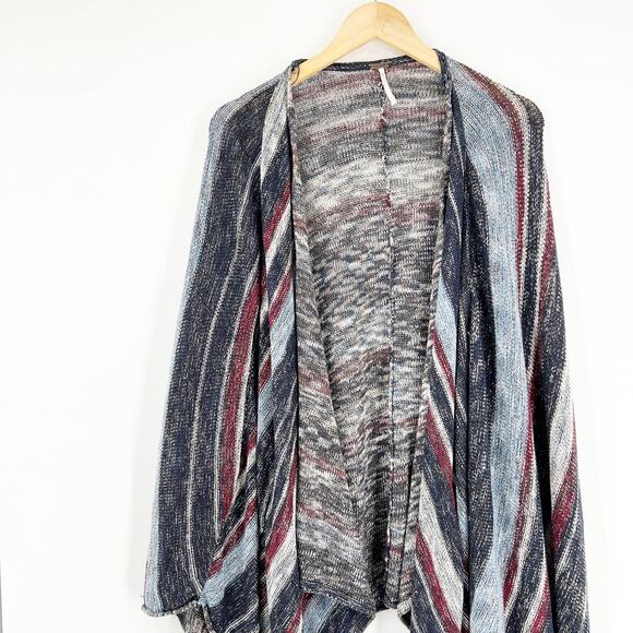 Free People Oversized Striped Poncho Style Boho Open Front Cardigan Size XS - Picture 5 of 5